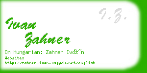 ivan zahner business card